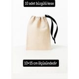 Büzgülü Ham Bez Natural Bej Renk 10×15 cm 10 Adet Bez Kese -Düğün Nişan Kına Çok Amaçlı Bez Poşet