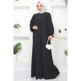 Büzgülü Robalı Elbise Antrasit HM2501 - 44
