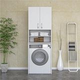 Buzkan Mobilya % 100 mdf Banyo ve Alt Üst Çamaşır Makinesi Dolabı Kapaklı Dolap - Beyaz