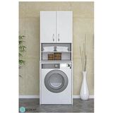 Buzkan Mobilya %100 Mdf Çamaşır Makinesi Dolabı Banyo Dolabı Raflı Kapaklı Dolap Beyaz Parlak