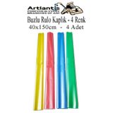 Buzlu Rulo Şeffaf Kaplık 4 Adet 40x150 cm Defter Kitap Kaplığı Okul Öğrenci Rulo Kaplık Renkli