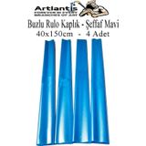 Buzlu Rulo Şeffaf Mavi Kaplık 4 Adet 40X150 Cm Defter Kitap Kaplığı Okul Öğrenci Rulo Kaplık