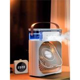 Buzlu Vantilatör Mini Fan 5 Spreyli Su Püskürtmeli 600 ml Buhar Makinesi Nemlendirici Mini Klima Rgb - Beyaz