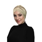 Büzme Çift Taraflı Bej Hazır Türban Tesettür Havuz Bonesi