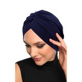 Büzme Çift Taraflı Lacivert Hazır Türban Tesettür Havuz Bonesi