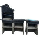 Büzsan Barbekü Beton Barbekü Antrasit Gri Masalı Lavabolu 70 Lik - 627472