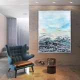 Buzul Yağlı Boya Dokulu Tablo 100X150 Siyah Çerçeveli