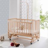 Bw 6040 - Tekerlekli Sallanır Sabitlenir Kademeli Anne Yanı Ahşap Bebek Beşik 60X120 - 70x95x125