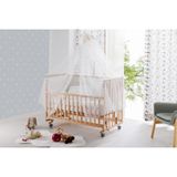 BW 6040 - Tekerlekli Sallanır Sabitlenir Kademeli Anne Yanı Ahşap Bebek Beşik 60x120