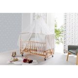 BW 6050 - Tekerlekli Sallanır Sabitlenir Kademeli Anne Yanı Ahşap Bebek Beşik 70x130