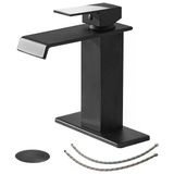 Bwe Siyah Banyo Bataryası Modern Şelale Mat Siyah Banyo Lavabo Bataryası Tek Delik Pop Up Drenaj Parçaları Bacalı Banyo Lavabo Vanity Stoper Ta�