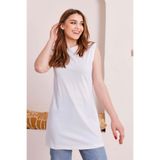 Bwest Sude Bisiklet Yaka Kolsuz Sade Basic Bluz - 06038-1.002 - Beyaz