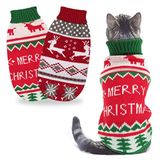 BWOGUE 2 Paket Kedi Noel Kazak Noel Köpek Kazakları Evcil Hayvan Kedi Kış Triko Sıcak Giysiler Evcil Hayvan Ren Geyiği Kar Tanesi Mutlu Noeller Evcil Hayvan Kazakları Kedicikler ve Küçük Köpekler için