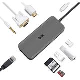BX11HB Type-C To HDMI VGA Ethernet 3.5 mm Jack USB 3.0 Pd Kart Okuyucu Dönüştürücü Adaptör - Çok Renkli