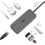 BX11HB Type-C To HDMI VGA Ethernet 3.5 mm Jack USB 3.0 Pd Kart Okuyucu Dönüştürücü Adaptör