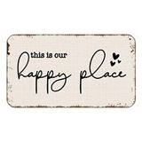 BXFAHZJ Minimalist This is Our Happy Place Çiftlik Evi Kapı Paspası 40 x 76 cm İç Mekan Dış Mekan Giriş Kapı Paspası Ev Çiftlik Evi için Dekoru, Ev Hediyesi