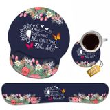 BXIKEOPIU Klavye Bilek Desteği + Mouse Pad Bilek Desteği Seti, Bardak Altlıklı, She Believed She Could So She Did İlham Verici Alıntı Tasarımı Kaymaz PU Taban Ergonomik Fare Altlığı Ev Ofis Çalışmaları için