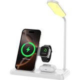 Bxmw8 3'ü 1 Arada Akıllı Telefon, Akıllı Saat ve Tws Kulaklıklar Için Manyetik 15W Kablosuz LED Lambalı Şarj Standı iPhone Airpods ve Apple Watch Uyumlu - Beyaz