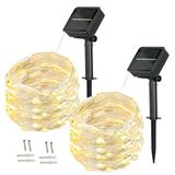 BXROIU Solar Peri Işıkları Dış Mekan, [2'li Paket] 100 LED'ler Peri Işıkları Dış Mekan Güneş 10 Metre 8 Mod Dış Mekan Telli Işıklar Düğün, Parti ve Noel, Bahçe Dekorasyonu Binası Aydınlatma Dış Mekan (Sıcak Beyaz)