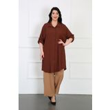 By Alba Collection Kadın Bürümcük Kumaş Büyük Beden Tunik