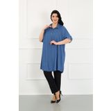 By Alba Collection Kadın Kot Kumaş Büyük Beden Tunik