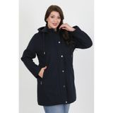 By Alba Collection Kadın Lacivert Kaşe Büyük Beden Kaban