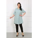 By Alba Collection Kadın Mint Yeşili Soft Keten Büyük Beden Tunik
