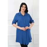 By Alba Collection Kadın Pamuk Viskon Düz Büyük Beden Tunik Indigo