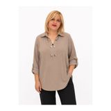 By Alba Collection KADIN VİZON DÜĞME DETAY BÜYÜK BEDEN VİSKON GÖMLEK