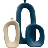 By Ari Ev Dekorasyon Üçlü İskandinav Tarzı Oval Seramik Vazo Set Vz258-11