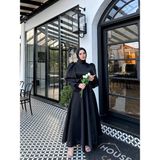 By Atelier Siyah Simli Hazel Tesettür Abiye Saten Kumaş Balon Kol Tasarımıyla Şık - 40 - 0 Siyah