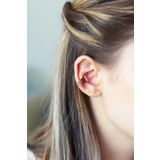 BY BARUN SİLVER Kıkırdak Earcuff Halka 925 Ayar Zirkon Taşlı Rose Pembe Sıkıştırmalı Gümüş Kıkırdak Küpe