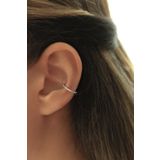BY BARUN SİLVER Kıkırdak Earcuff Halka Yuvarlak 925 Ayar Zirkon Taşlı Beyaz Silver Sıkıştırmalı Gümüş Küpe