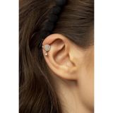 BY BARUN SİLVER Kıkırdak Earcuff Yuvarlak Tektaş 925 Ayar Zirkon Rose Pembe Sol Kulak Sıkıştırmalı Gümüş Küpe