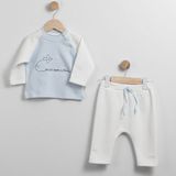 by BebekOdam Erkek Bebek Beyaz Mavi Uçak Desenli 2'li Takım - 1014706 - 12 - 18 Ay - Beyaz - Mavi