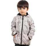 by BebekOdam Erkek Çocuk Bej Harita Desenli İçi Polar Yağmurluk