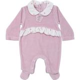 by BebekOdam Kız Bebek Pudra Kelebek Nakışlı Puantiyeli Kadife Patikli Tulum - 1016447 - Pembe - 6 - 9 Ay