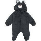 by BebekOdam Unisex Füme Ayı Nakışlı Kapşonlu Peluş Tulum - 1016550 - Gri - 9 - 12 Ay