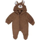 by BebekOdam Unisex Kahve Ayı Nakışlı Kapşonlu Peluş Tulum - 1016551 - 3 - 6 Ay