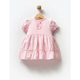By Bubbles %100 Organik Pamuk Müslin Kumaş Kız Bebek Elbise - Pembe - 9 - 12