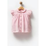 By Bubbles Müslin Bebe Yaka Kız Bebek Elbise - 18 - 24 Ay - Pembe