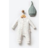By Bubbles Organik Pamuk Jungle Desen Unisex Bebek Fermuarlı Patikli Tulum 0 - 3 Ay - Ekru