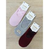 By Cardes Pilates Yoga Çorabı Silikon Baskılı Coton 3 Çift - 36 - 39 - Pembe - Gri - Bordo