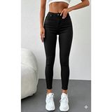 By Caspita Fashion Kadın Yüksek Bel Skinny Power Likra Dar Paça Jean - Siyah - 40