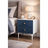 By Cino BYCİNO Cenova 2 Çekmeceli Modern Tasarım Mdf Membran Kapak Lacivert Lambiri Komodin