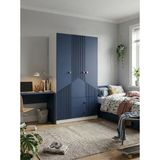 By Cino BYCİNO Cenova 3 Kapaklı 2 Çekmeceli Modern Tasarım Mdf Membran Kapak Lambiri Lacivert Gardırop