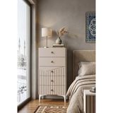 By Cino BYCİNO Leyla 5 Çekmeceli Modern Tasarım Mdf Membran Kapak Lambiri Bej Şifonyer - Kum Beji
