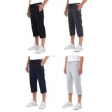 BY COMEOR Erkek 4'Lü Cepleri Fermuarlı Bermuda Diz Altı Kapri Beli Ayarlanabilir Lastikli Uzun Şort CMRE94-4 XL