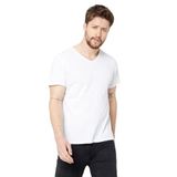 BY COMEOR Erkek Basıc Slim Fit Pamuklu Kısa Kollu V Yaka T-shirt (Beyaz, 2XL)