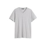 BY COMEOR Erkek Basıc Slim Fit Pamuklu Kısa Kollu V Yaka T-shirt (Gri, 4XL)